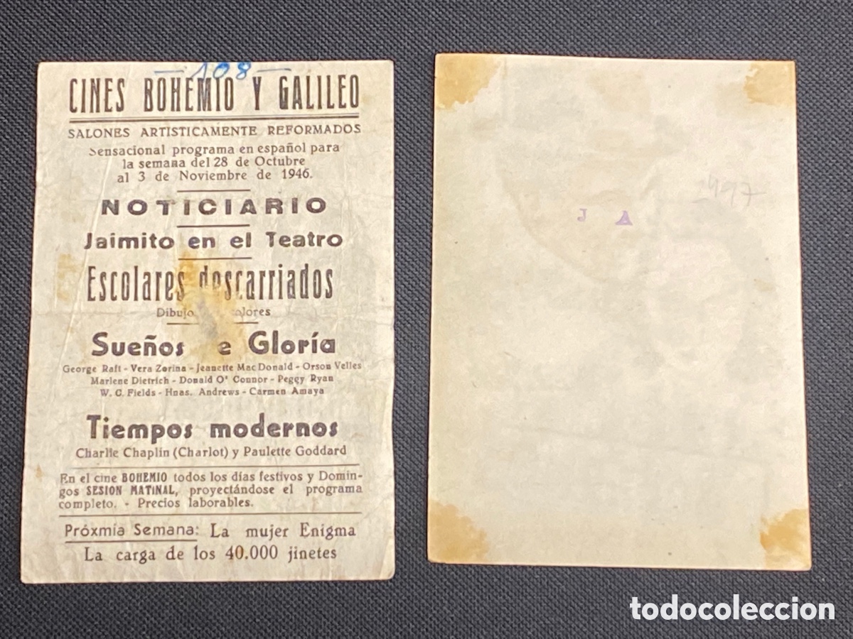 Cine: CHARLIE CHAPLIN. TIEMPOS MODERNOS. LOTE DE 2 PROGRAMAS - Foto 3