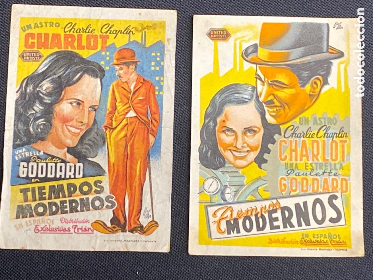 Cine: CHARLIE CHAPLIN. TIEMPOS MODERNOS. LOTE DE 2 PROGRAMAS - Foto 1