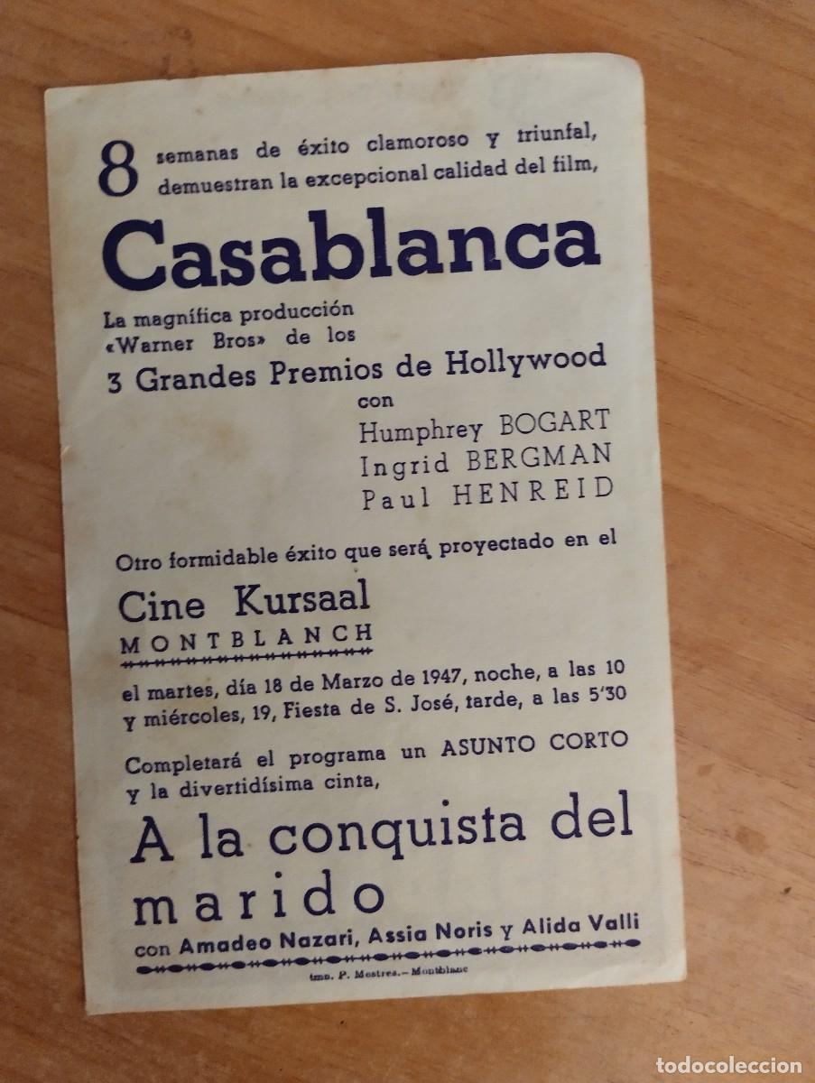Cine: N&ordm;2-- PROGRAMA DE CINE DE LA PELICULA --CASABLANCA - Foto 2