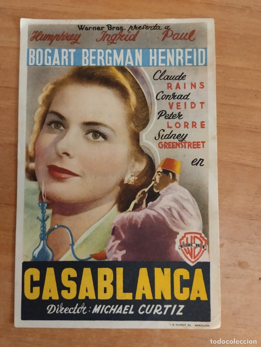  Flyers Publicitaires de films Anciens: N&ordm;2-- PROGRAMA DE CINE DE LA PELICULA --CASABLANCA