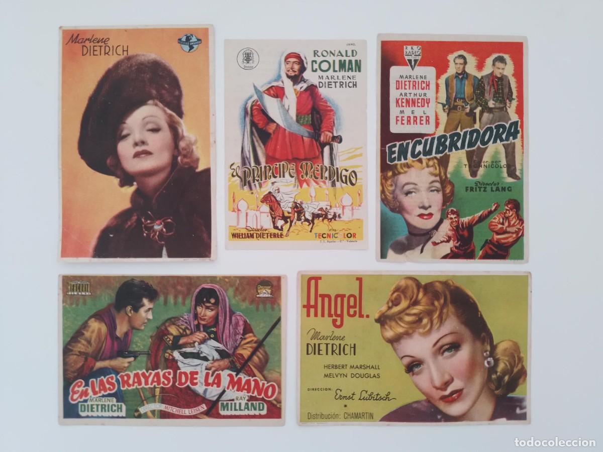 Cine: LOTE DE 5 PROGRAMAS DE MANO DE CINE DE MARLENE DIETRICH - Foto 1