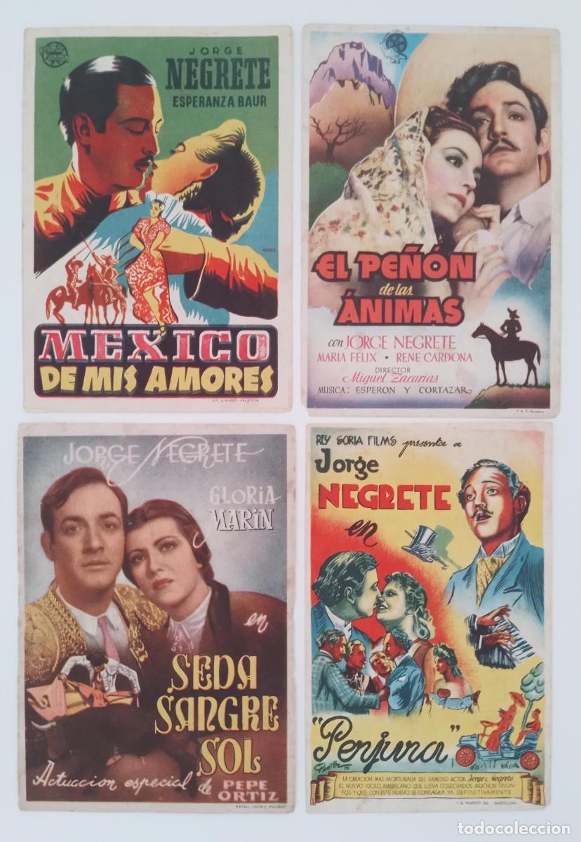 Cine: LOTE DE 4 PROGRAMAS DE CINE DE MANO DE JORGE NEGRETE - Foto 1