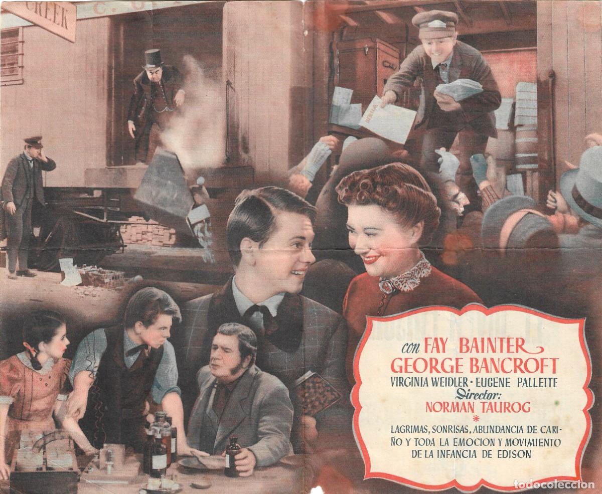 Cine: PROGRAMA DOBLE - EL JOVEN EDISON - MICKEY ROONEY - TEATRO CERVANTES (Ceuta) - 1940. - Foto 2