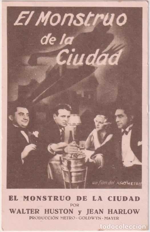 Cine: El Monstruo de la Ciudad. Programa tarjeta de MGM. Cine Pradera, 1933 - Foto 1