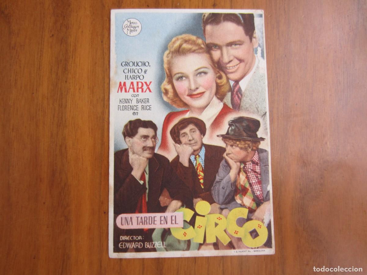 Cine: PROGRAMA DE CINE FOLLETO DE MANO-UNA TARDE EN EL CIRCO - Foto 1