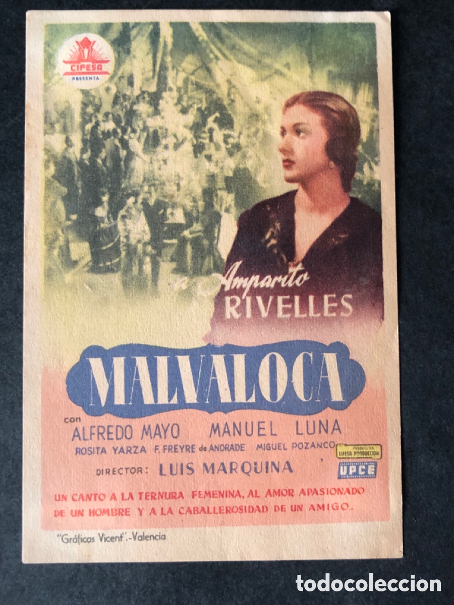 Cine: Programa sencillo cifesa Malvaloca amparo Rivelles - Foto 1