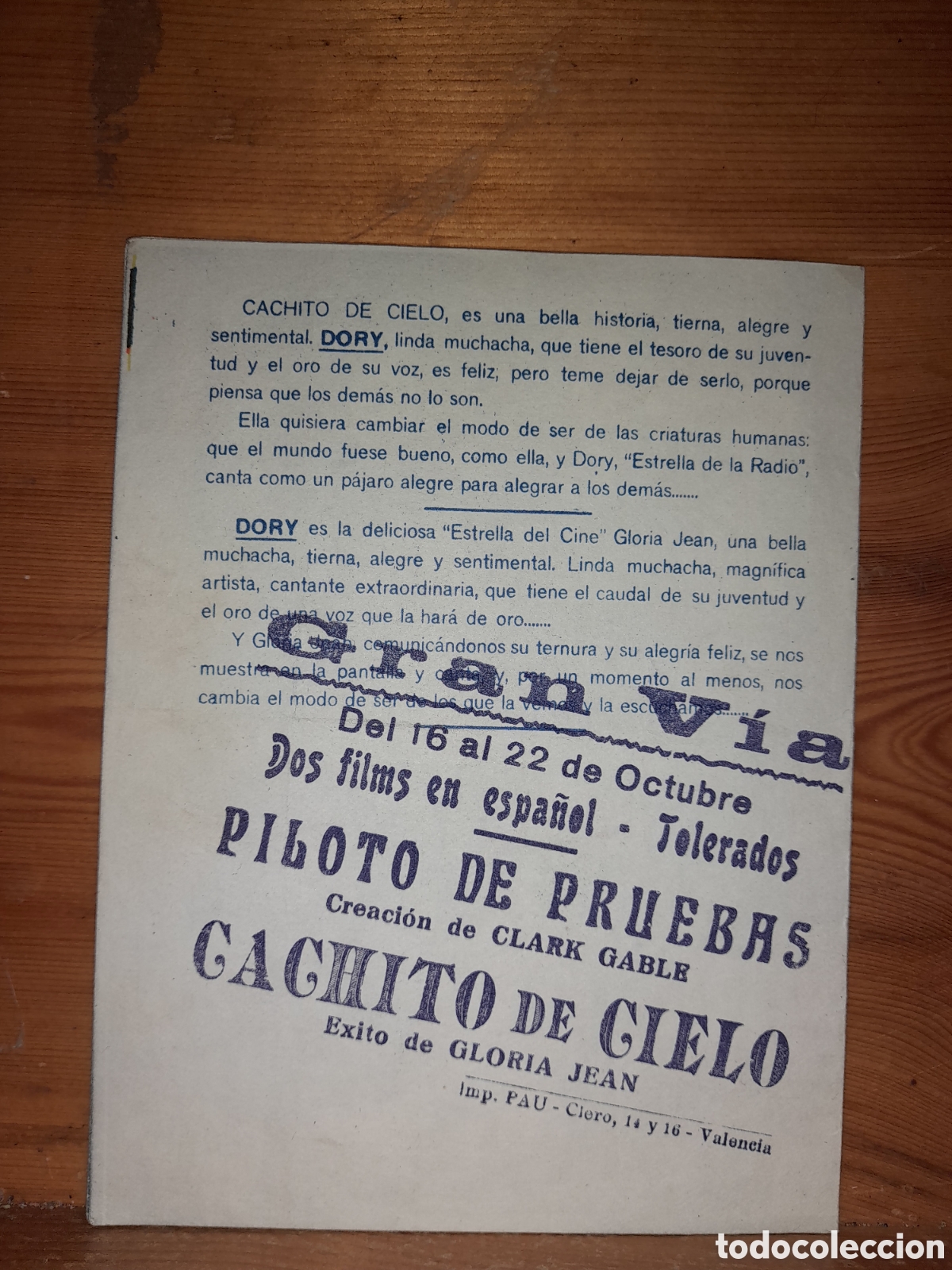 Cine: PROGRAMA DOBLE CACHITO DE CIELO GLORIA JEAN CINE GRAN VIA - Foto 3