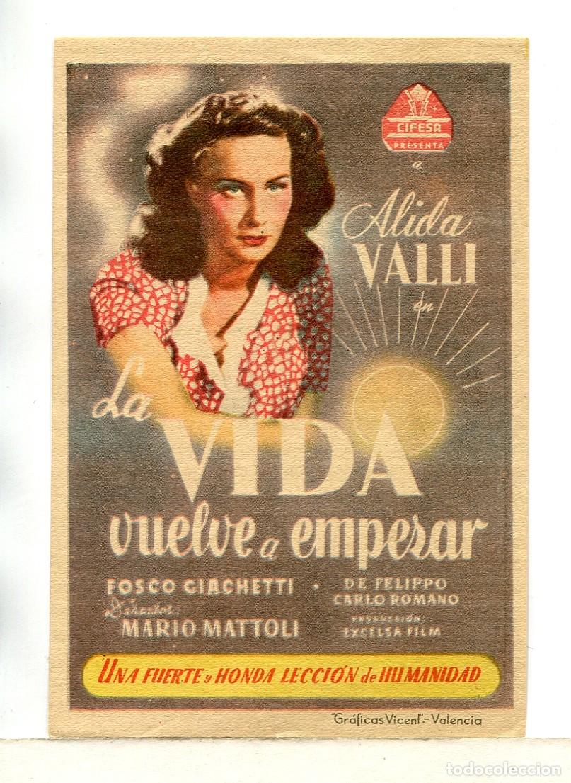 Cinema: LA VIDA VUELVE A EMPEZAR, con Alida Valli.