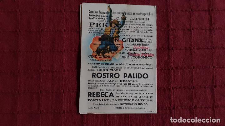 Cine: PROGRAMA DE CINE DOBLE. ROSTRO PALIDO. BOB HOPE. DE MANO. CINE CARMEN. - Foto 2