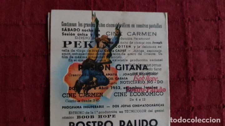 Cine: PROGRAMA DE CINE DOBLE. ROSTRO PALIDO. BOB HOPE. DE MANO. CINE CARMEN. - Foto 4