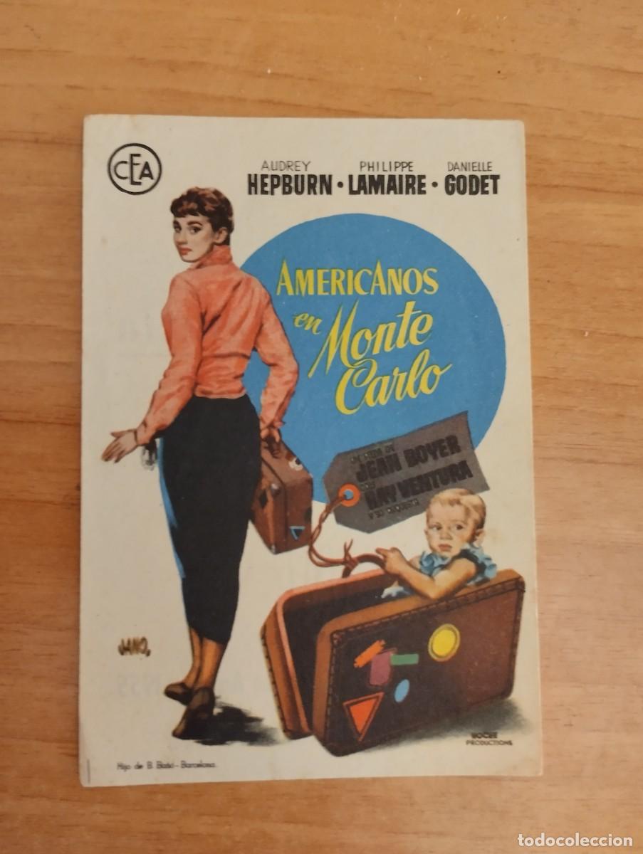 Cine: N&ordm;3-- PROGRAMA DE CINE DE LA PELICULA -- AMERICANOS EN MONTE CARLO, - Foto 1