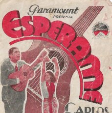 Cine: PROGRAMA DOBLE - ESPÉRAME - CARLOS GARDEL, GOYITA HERRERO - 1933 - SIN PUBLICIDAD