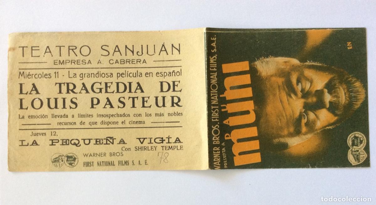 Cine: PROGRAMA DOBLE CON CINE IMPRESO WARNER LA TRAGEDIA DE LOUIS PASTEUR PAUL MUNI - Foto 1