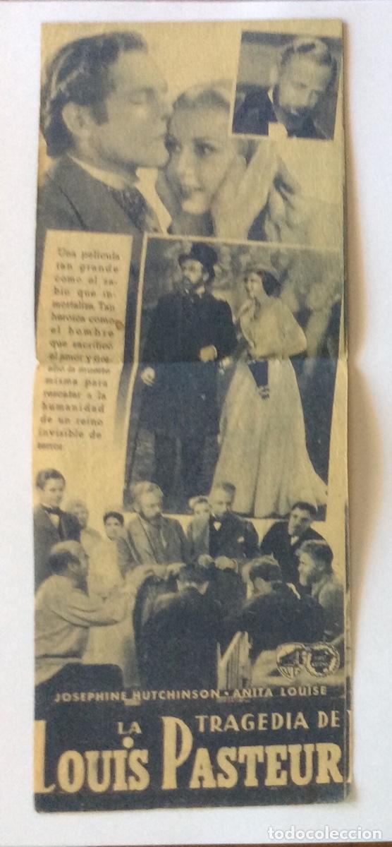 Cine: PROGRAMA DOBLE CON CINE IMPRESO WARNER LA TRAGEDIA DE LOUIS PASTEUR PAUL MUNI - Foto 2