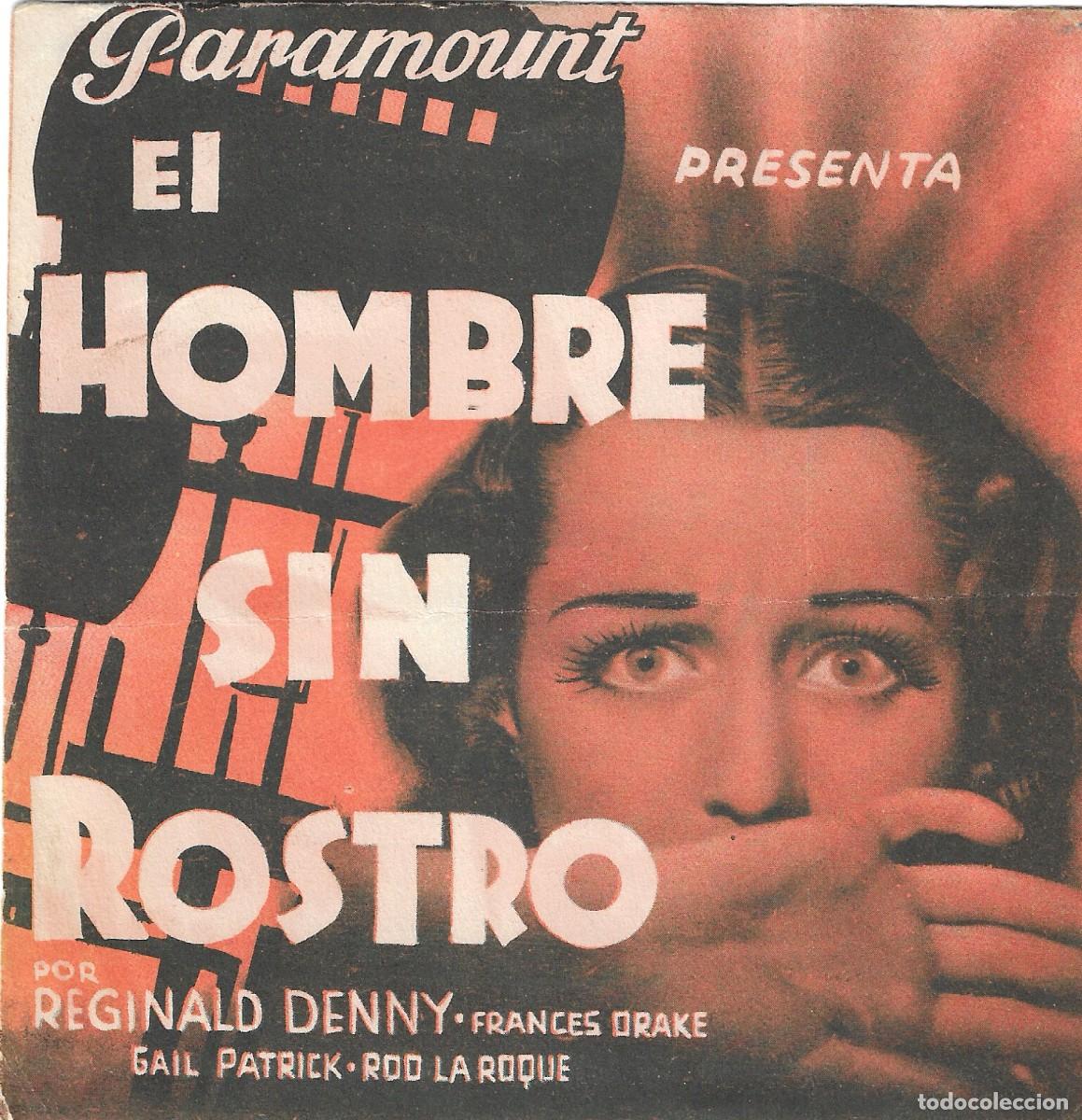 Cine: PROGRAMA DOBLE - EL HOMBRE SIN ROSTRO - REGINALD DENNY - 1936 - SIN PUBLICIDAD. - Foto 1