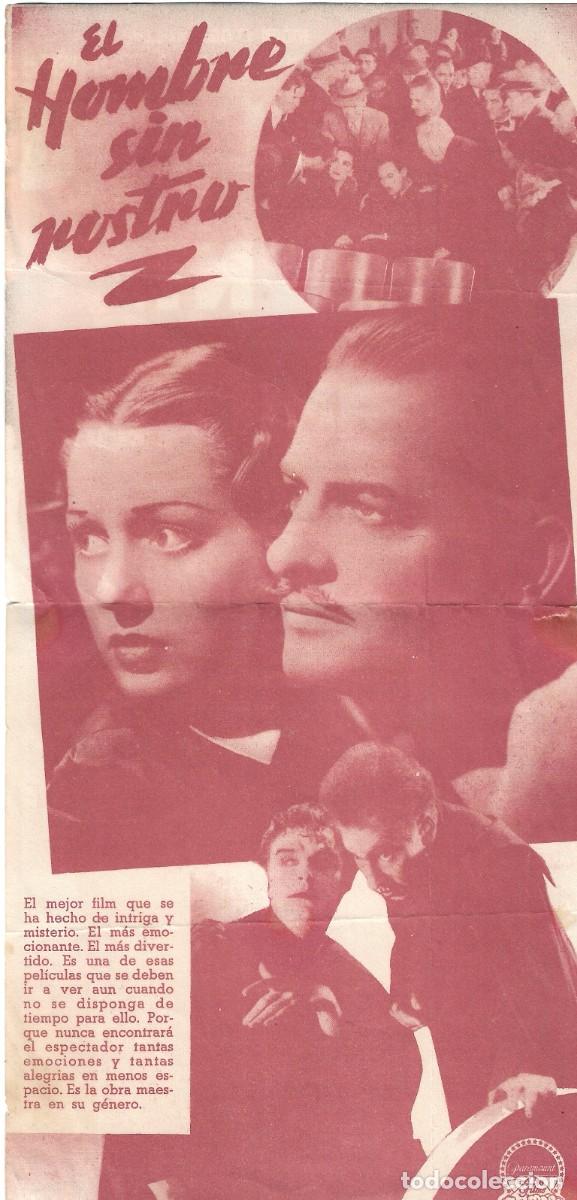 Cine: PROGRAMA DOBLE - EL HOMBRE SIN ROSTRO - REGINALD DENNY - 1936 - SIN PUBLICIDAD. - Foto 2