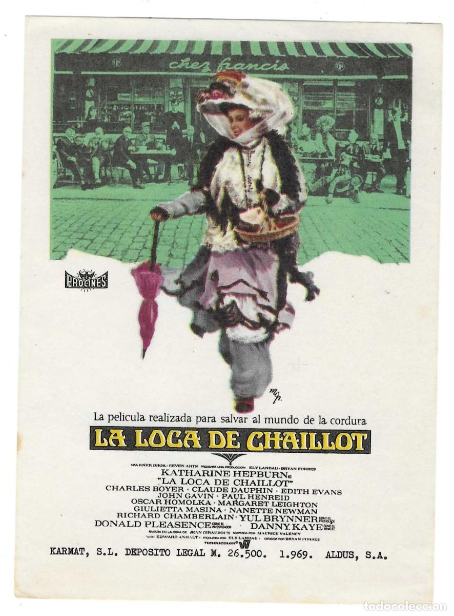  Foglietti di film di film antichi di cinema: Programa Cine. La Loca de Chaillot. Katharine Hepburn. 19-1936