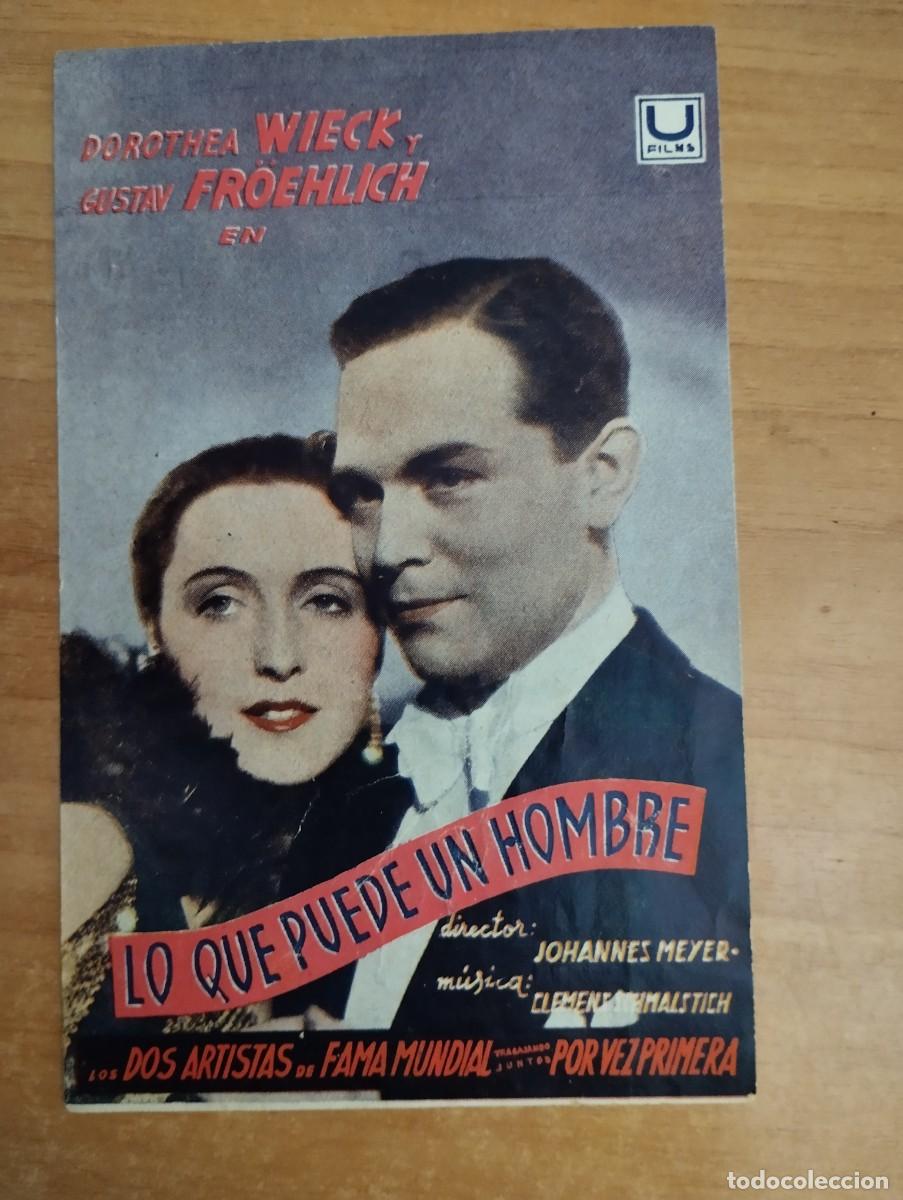 Folhetos de m&atilde;o de filmes antigos de cinema: N&ordm;rojo-- PROGRAMA DE CINE -- LO QUE PUEDE UN HOMBRE