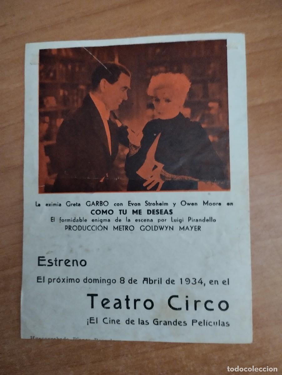 Cine: GRIS-PROGRAMA DE CINE - COMO TU ME DESEAS - Foto 4