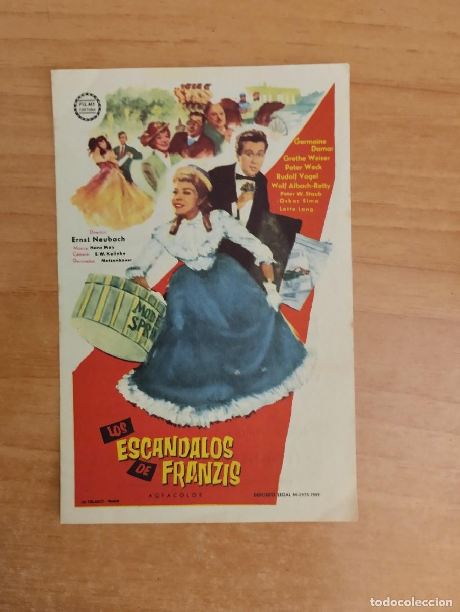 Folhetos de m&atilde;o de filmes antigos de cinema: rojo-PROGRAMA DE CINE - LOS ESC&Aacute;NDALOS DE FRANZIS ct