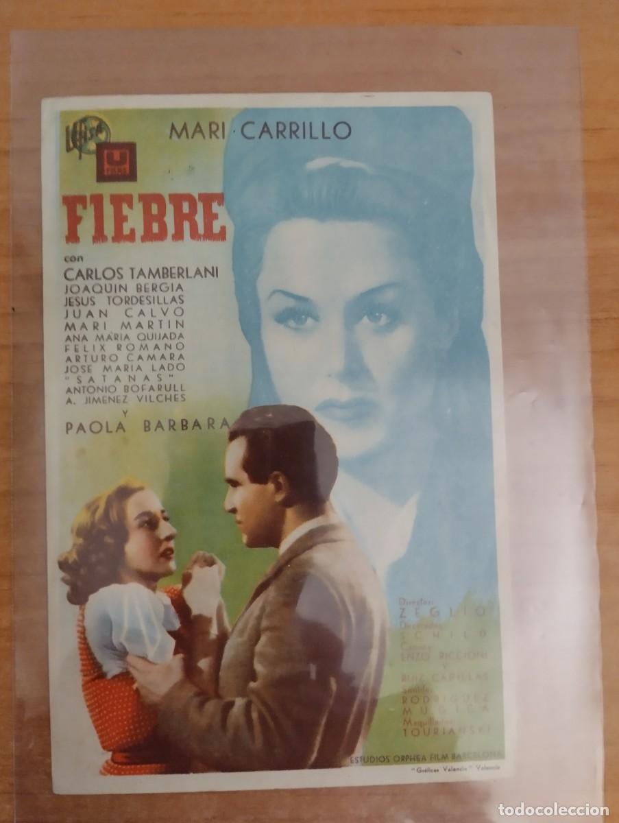 Folhetos de m&atilde;o de filmes antigos de cinema: rojo-- PROGRAMA DE CINE-- FIEBRE