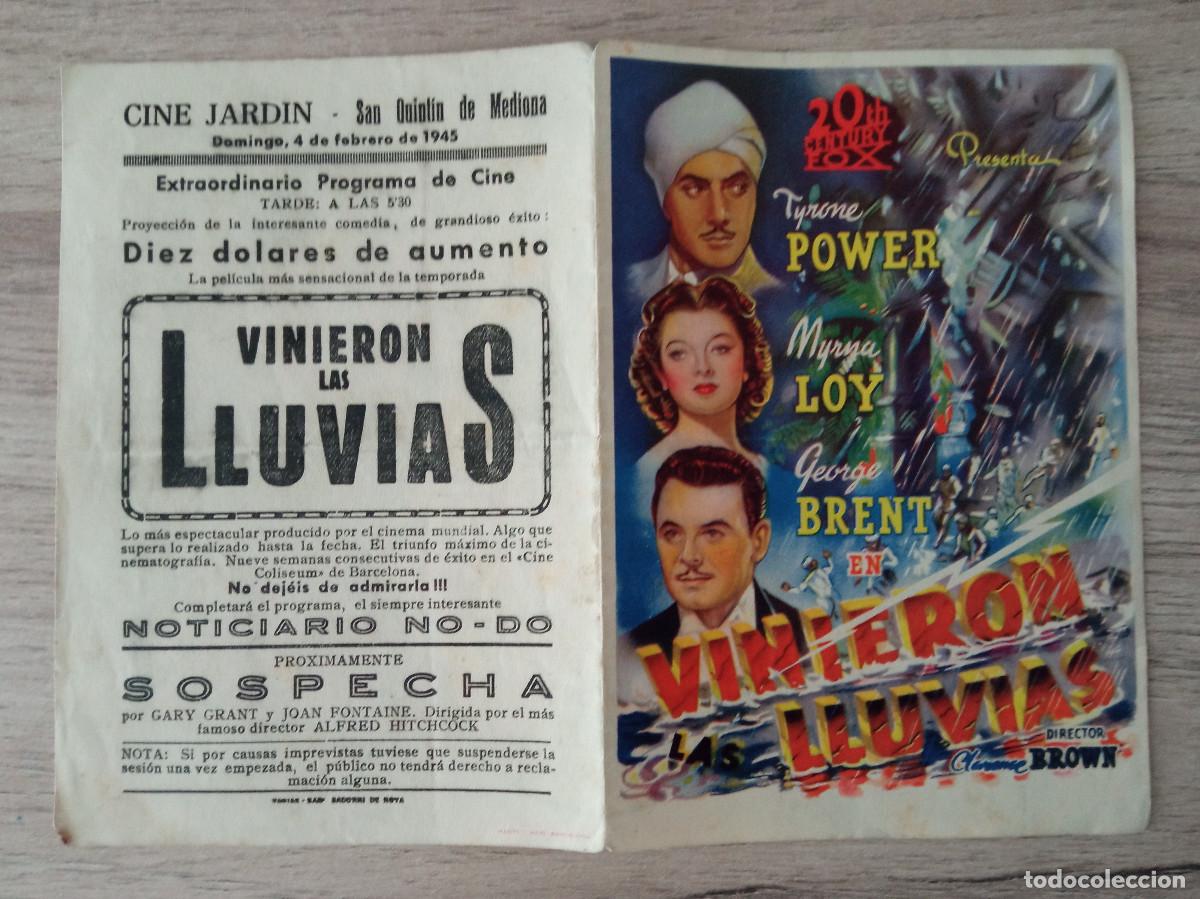 Cine: VINIERON LAS LLUVIAS, TYRONE POWER, CINE JARDIN, SAN QUINTIN DE MEDIONA, 1945