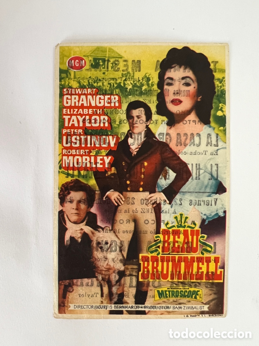 Cine: VALENCIA Cines Terraza Mestalla. BEAU BRUMMELL, Stewart Granger, Elizabeth Taylor (a.1960)