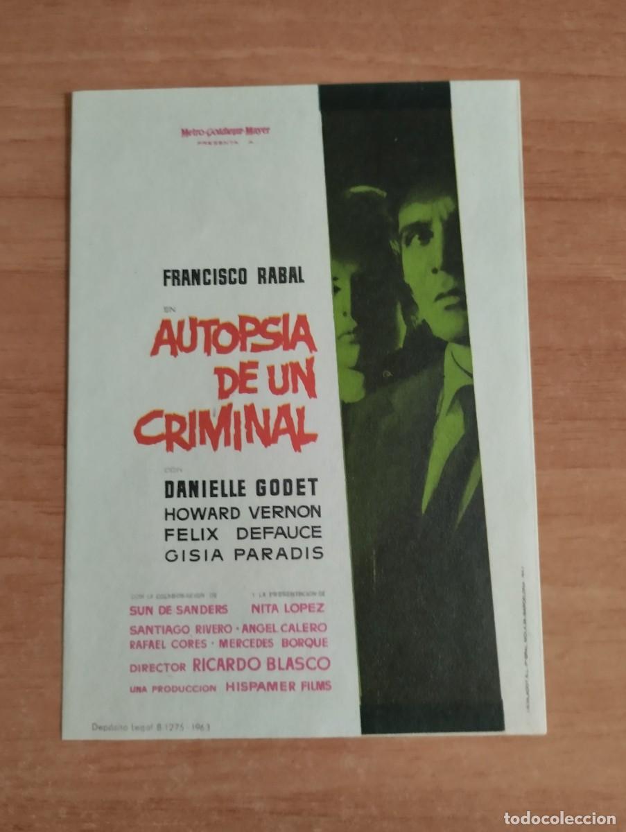  Flyers Publicitaires de films Anciens: rojo2PROGRAMA DE CINE .---AUTOPSIA UN CRIMINAL