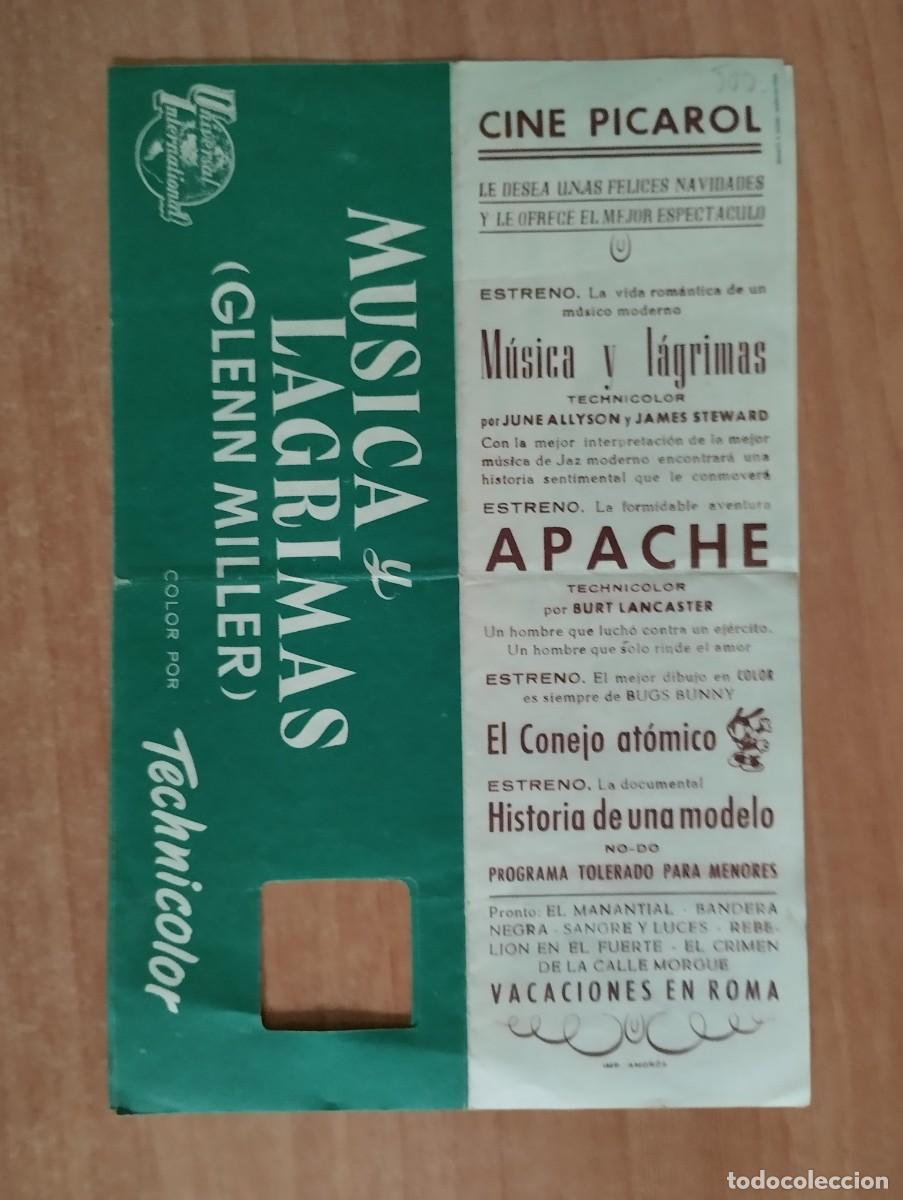 Folhetos de m&atilde;o de filmes antigos de cinema: rojo2PROGRAMA DE CINE .---MUSICA Y LAGRIMAS ct