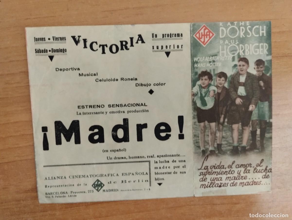  Foglietti di film di film antichi di cinema: rojo2PROGRAMA DE CINE .--MADRE