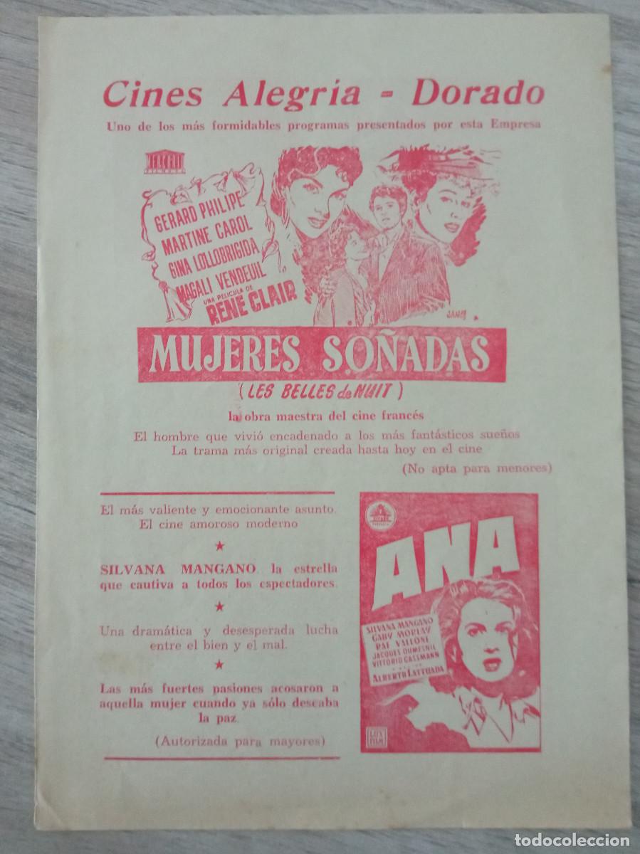 Cine: MUJERES SO&Ntilde;ADAS, GINA LOLLOBRIGIDA, CINES ALEGRIA Y DORADO