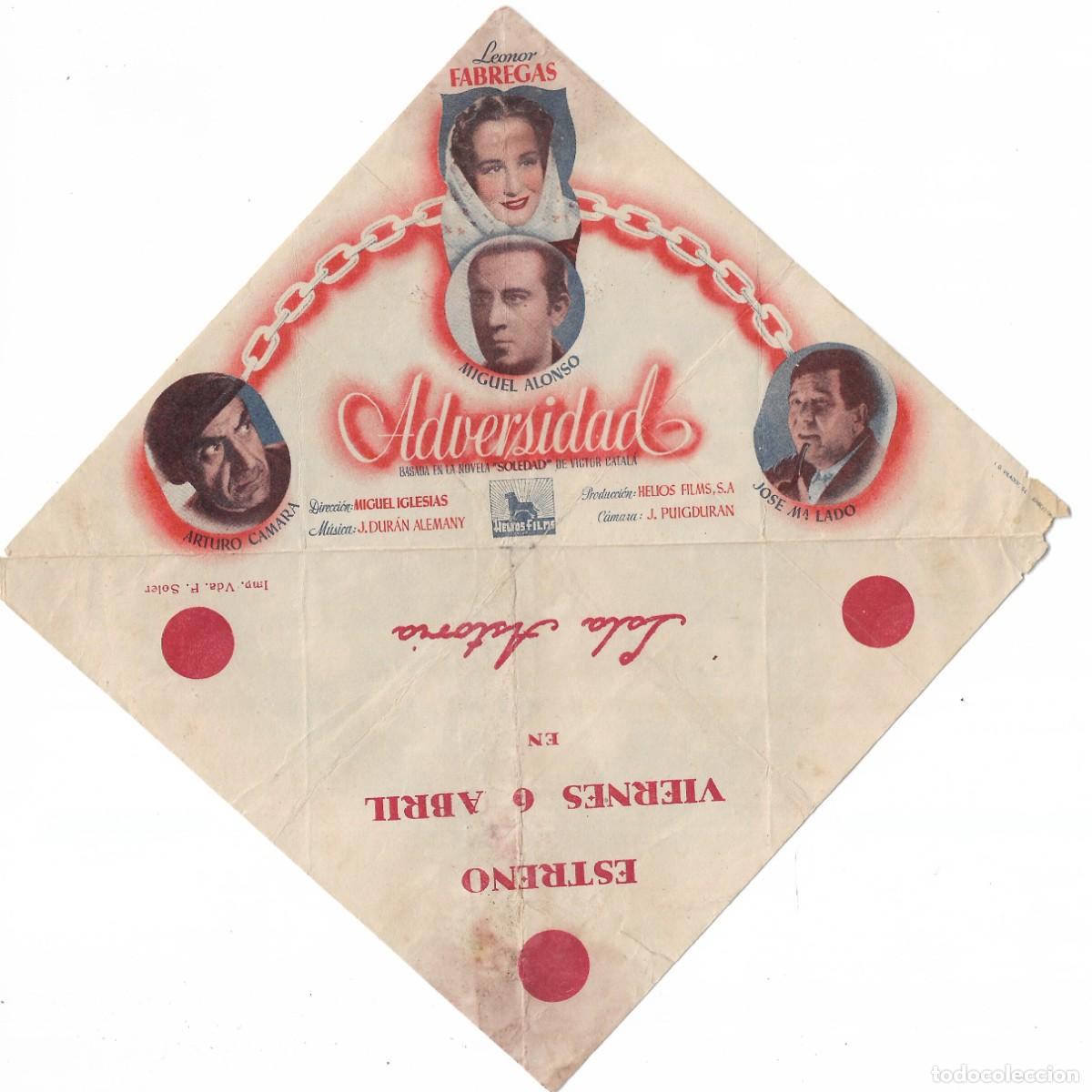 Cine: PG - PROGRAMA DOBLE - ADVERSIDAD - LEONOR FABREGAS - SALA ASTORIA - 1944. - Foto 1