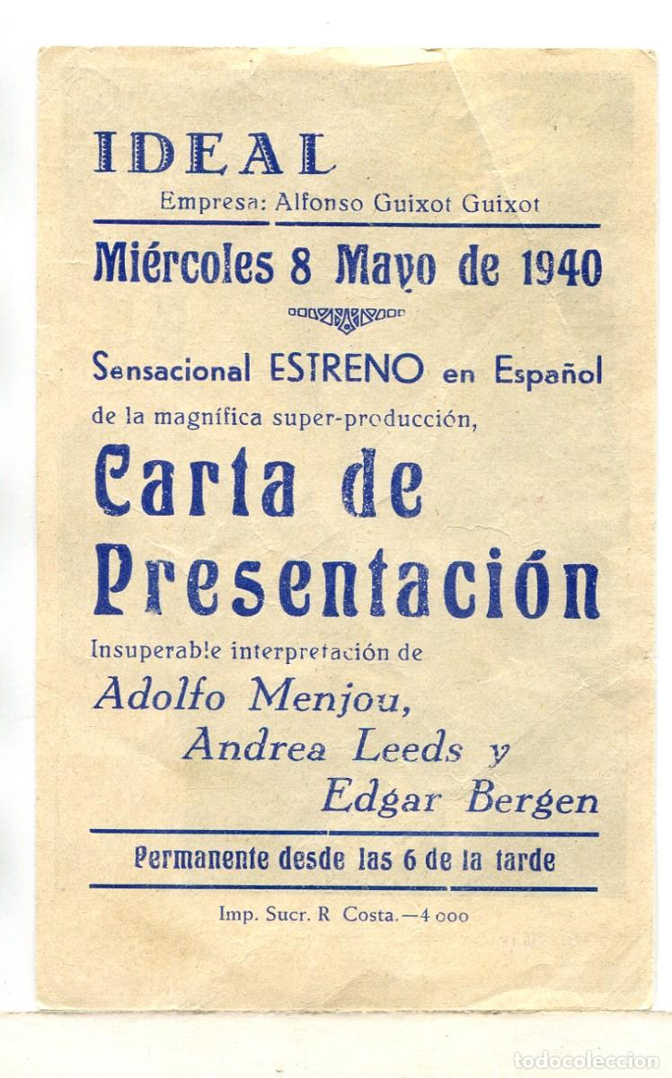 Cine: CARTA DE PRESENTACI&Oacute;N, con Adolfo Menjou. - Foto 2