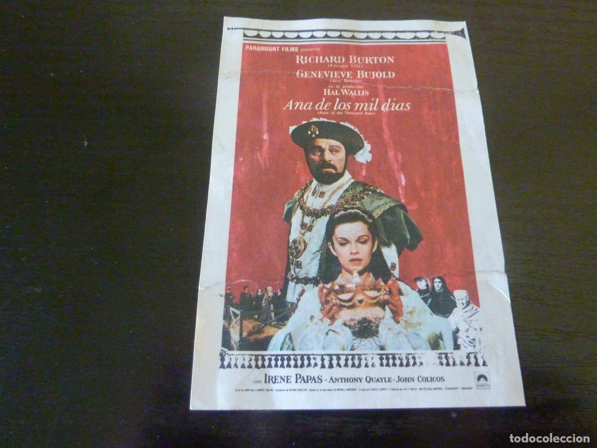Cine: Programa de cine impreso en la parte trasera