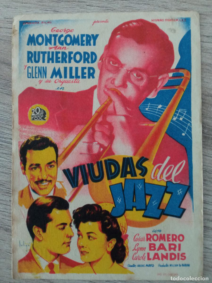 Folhetos de m&atilde;o de filmes antigos de cinema: VIUDAS DEL JAZZ, GEORGE MONTGOMERY, TEATRO CIRCO DEL PUERTO, LAS PALMAS DE GRAN CANARIA?