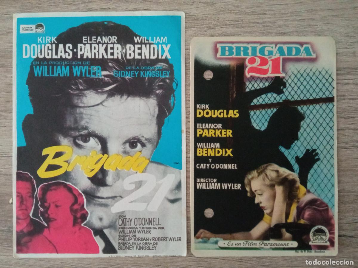 Folhetos de m&atilde;o de filmes antigos de cinema: BRIGADA 21, KIRK DOUGLAS