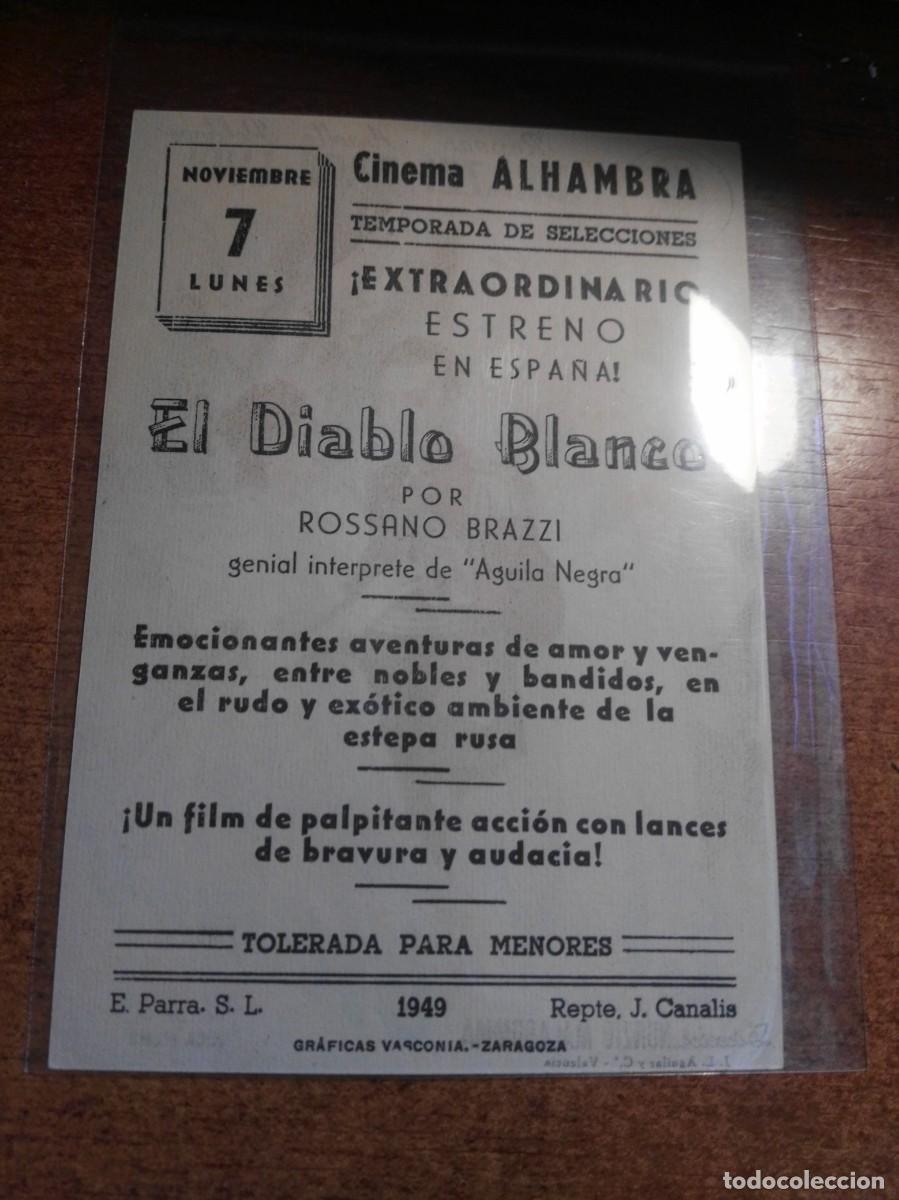 Cine: PROGRAMA O FOLLETO DE MANO DE CINE el diablo blanco - Foto 2