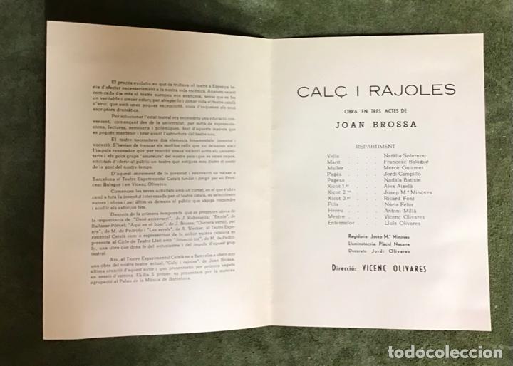 Cine: CAL&Ccedil; I RAJOLES DE JOAN BROSSA, PROGRAMA DE MANO 1964 - Foto 3