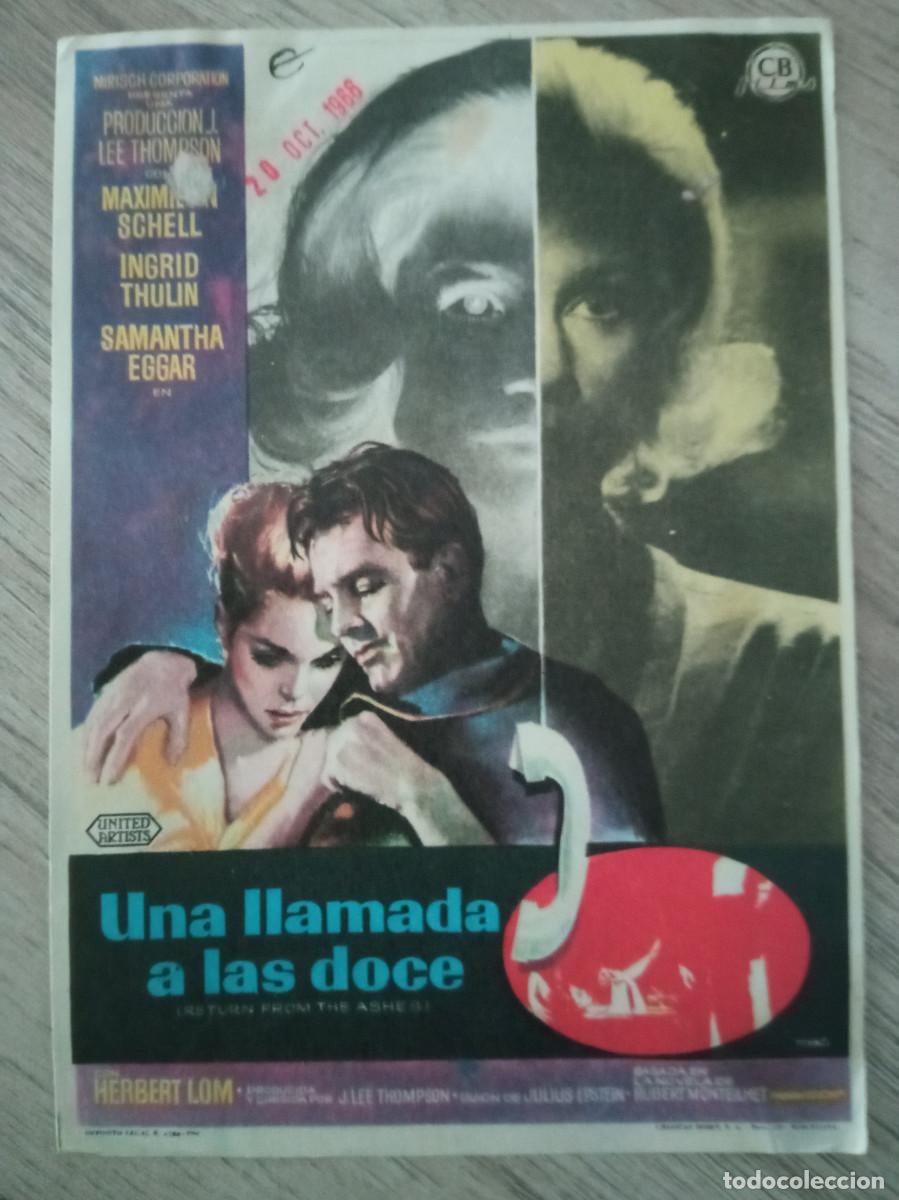 Folhetos de m&atilde;o de filmes antigos de cinema: UNA LLAMADA A LAS DOCE, MAXIMILIAN SCHELL
