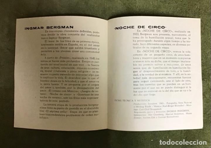 Cine: NOCHE DE CIRCO-INGMAR BERGMAN, PROGRAMA DE MANO 1964 - Foto 3