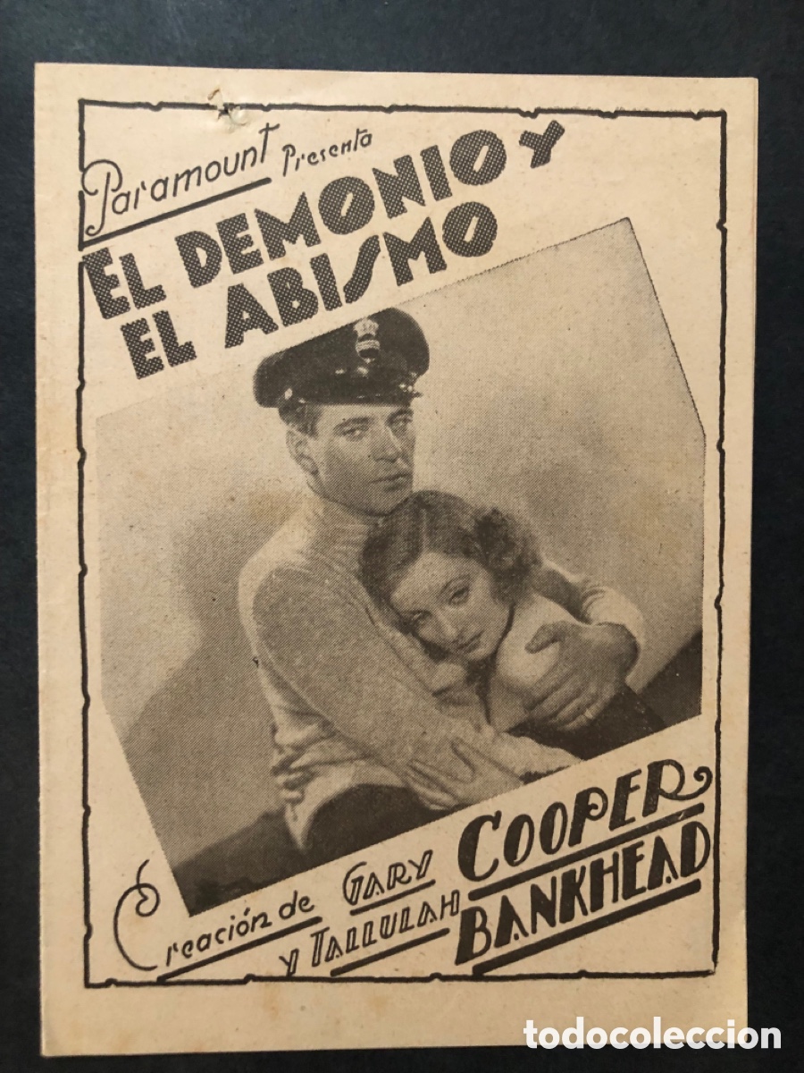 Cine: Programa uruguay el demonio y el abismo entre la espada y la pared Gary Cooper Tallulah bankhead