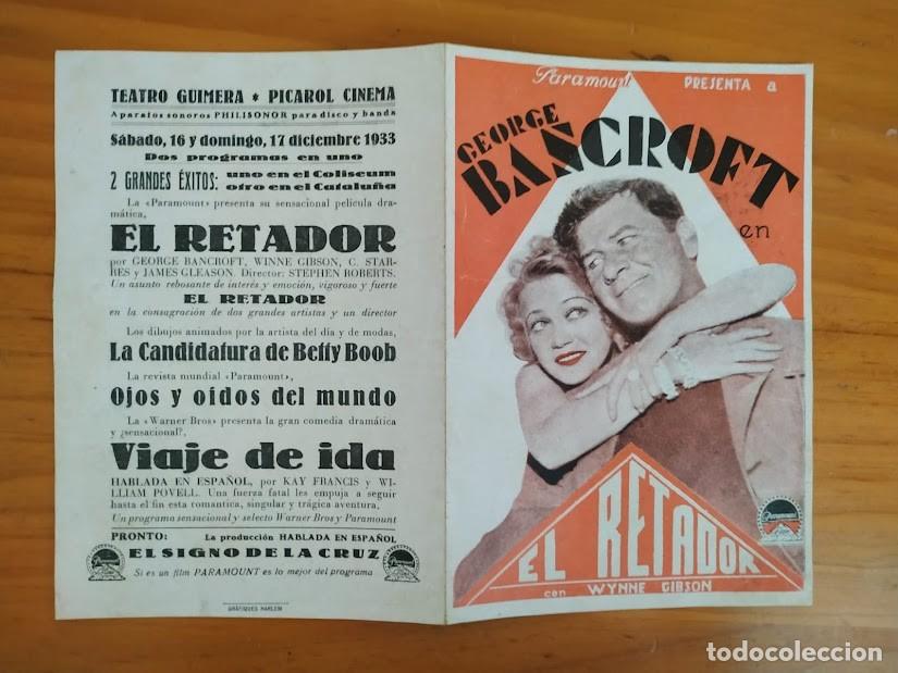 Cine: PTCC 177 EL RETADOR PROGRAMA DOBLE PARAMOUNT GEORGE BANCROFT JOHN WAYNE - Foto 1