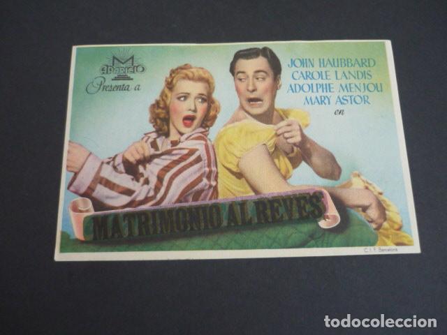 Cine: MATRIMONIO AL REVES PROGRAMA DE MANO SIN PUBLICIDAD - Foto 1