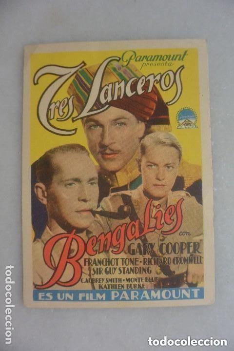  Flyers Publicitaires de films Anciens: FOLLETO CINE MANO TRES LANCEROS BENGALIES. CINE NORBA CACERES