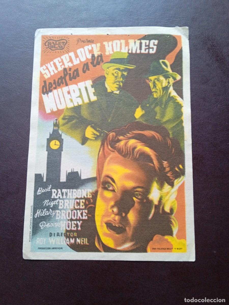  Flyers Publicitaires de films Anciens: Sherlock Holmes desaf&iacute;a a la muerte con publicidad Cine Municipal C&aacute;diz