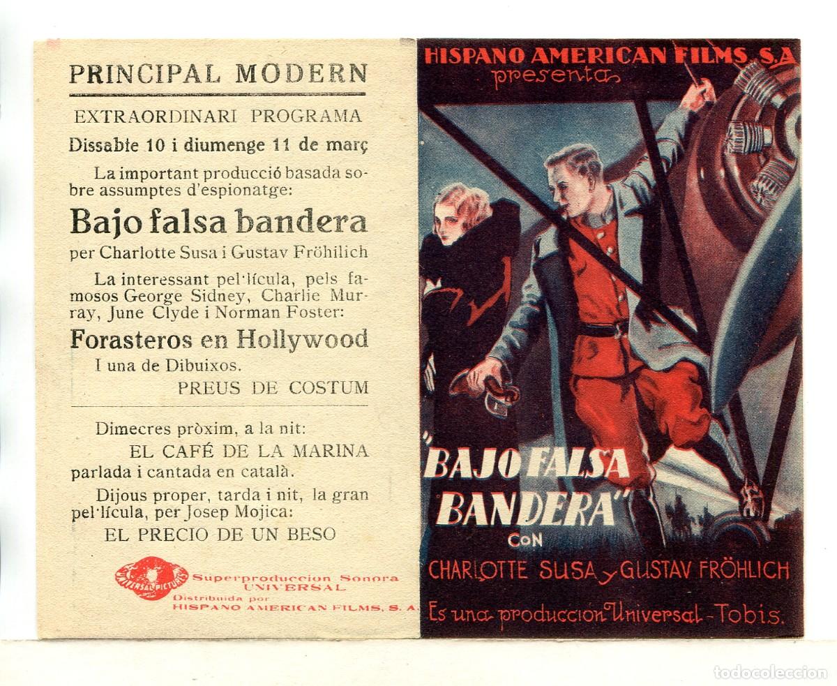  Flyers Publicitaires de films Anciens: BAJO FALSA BANDERA, con Charlotte Susa.