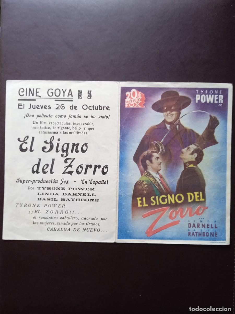 Cine: El signo del Zorro Doble con publicidad Cine Goya
