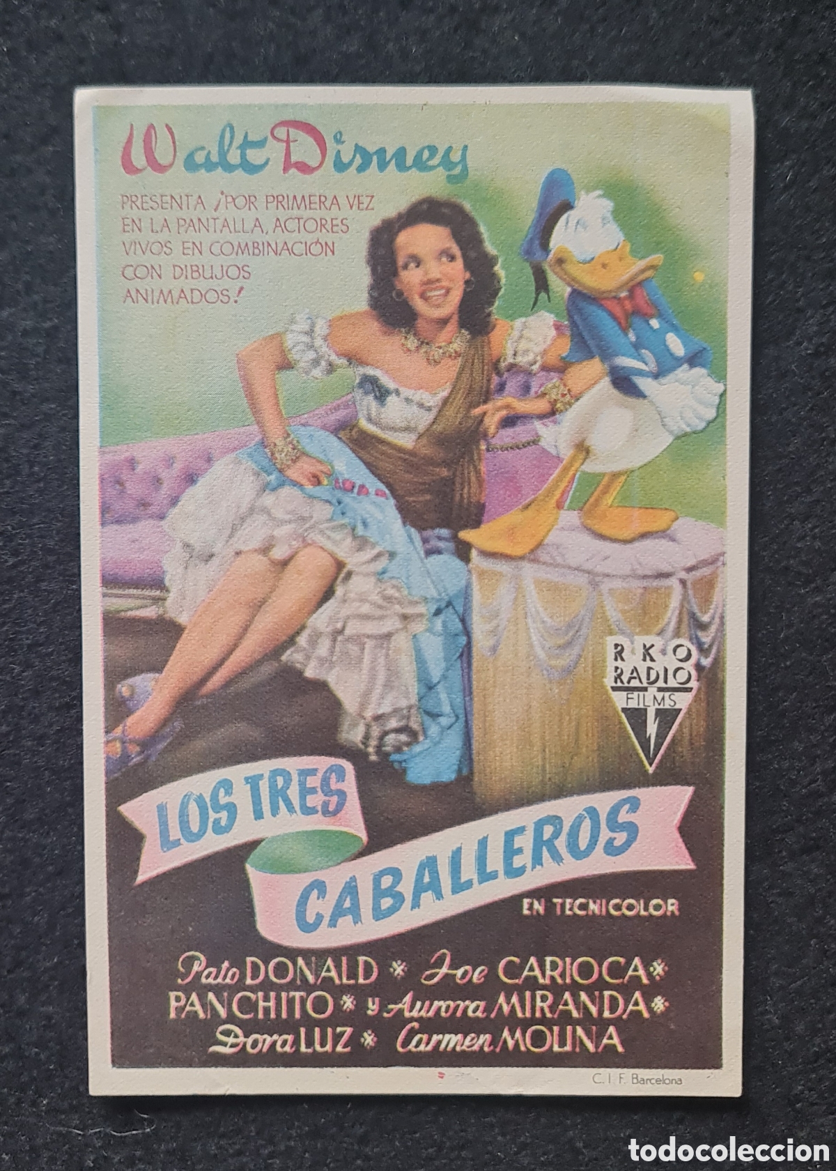 Cine: Programa de mano. Pel&iacute;cula Los Tres Caballeros. Walt Disney. - Foto 1