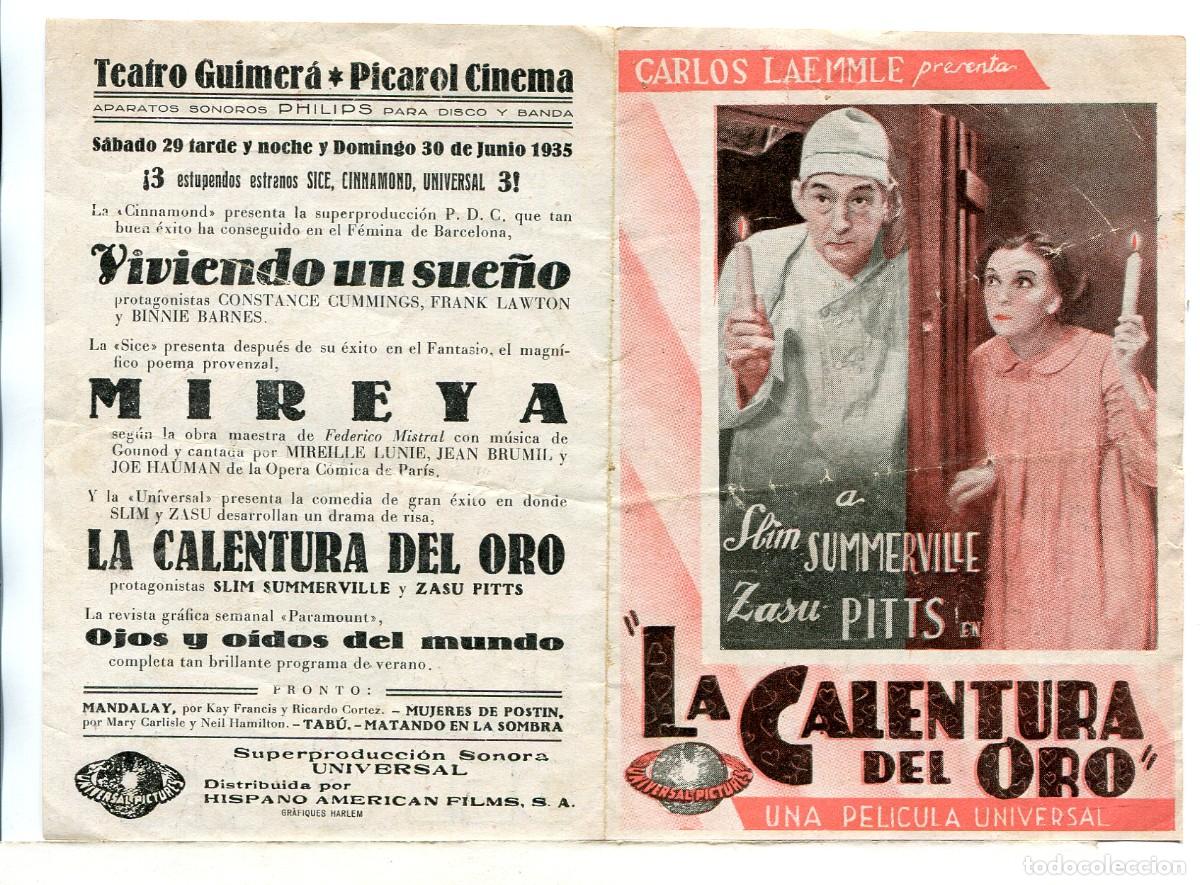  Flyers Publicitaires de films Anciens: LA CALENTURA DEL ORO, con Slim Summerville.