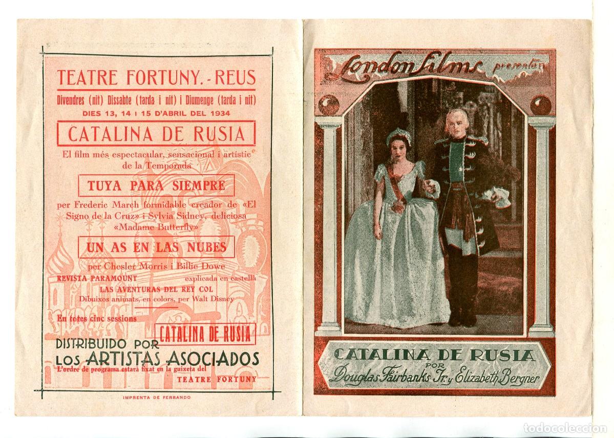  Flyers Publicitaires de films Anciens: CATALINA DE RUSIA, con Douglas Fairbanks.